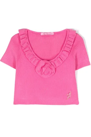 MISS BLUMARINE Floral-appliqué ribbed top