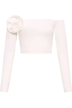 Nicholas Elaina floral-rosette off-shoulder top
