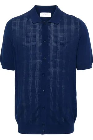 LARDINI Check-pattern cotton polo shirt
