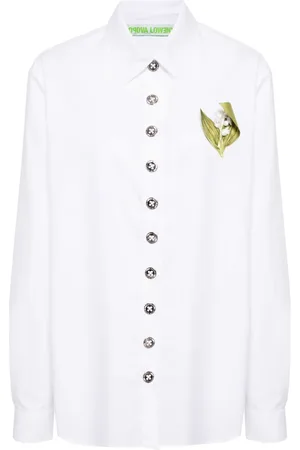 Chopova Lowena Floral-appliqué button-up shirt