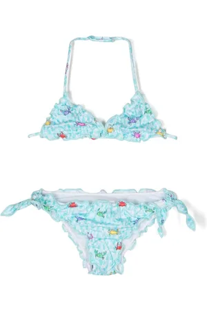 MC2 SAINT BARTH Crab-print ruffle bikini