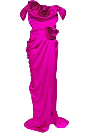 Ana Radu Floral-appliqué draped gown