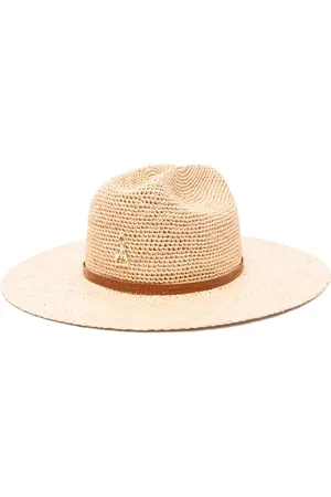 Patrizia Pepe Cowboy logo-plaque raffia hat