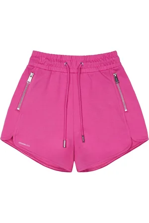 TEAM WANG design Logo-print cotton track shorts