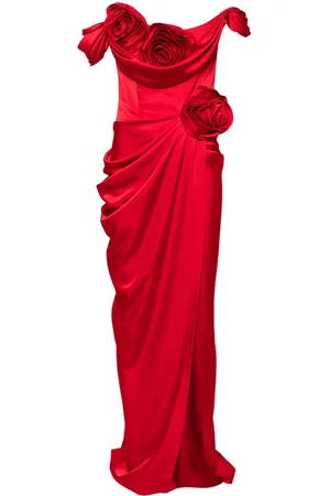 Ana Radu Floral-appliqué draped gown
