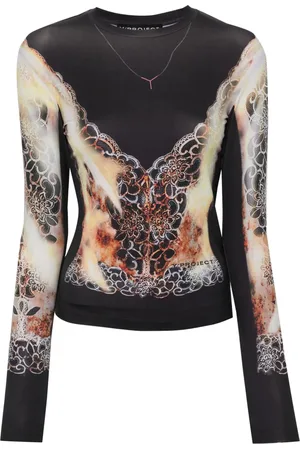 Y / PROJECT Lace-print jersey top