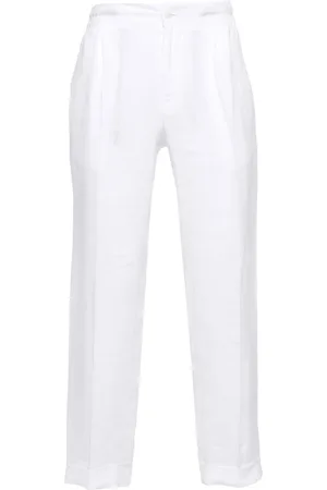 Kiton Mid-rise linen trousers
