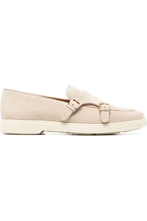 santoni Double-buckle suede loafers