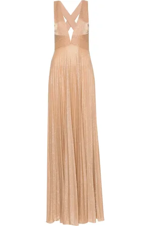 NISSA Glittery plissé-effect gown