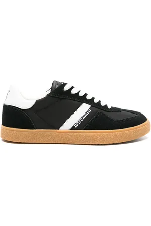 Roberto Cavalli Panelled leather lace-up sneakers