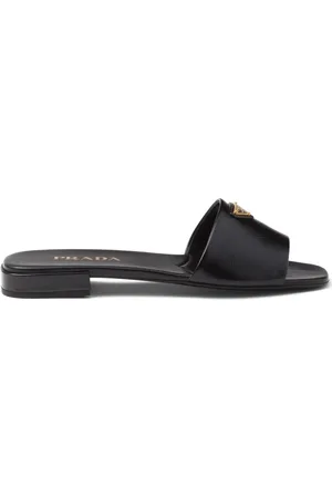 Prada Triangle-logo leather slides