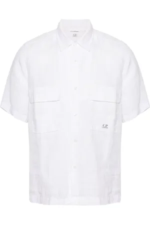 C.P. Company Logo-print linen shirt