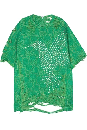 Loewe Floral-jacquard distressed shirt