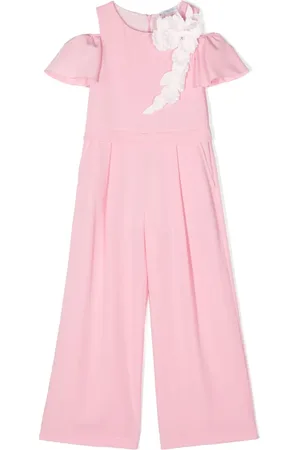 MONNALISA Floral-appliqué off-shoulder jumpsuit
