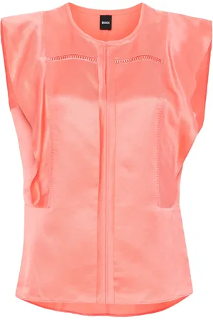 HUGO BOSS Ruffle-trim twill blouse