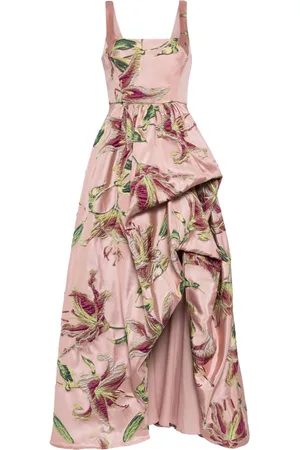 Marchesa Notte Square-neck draped gown