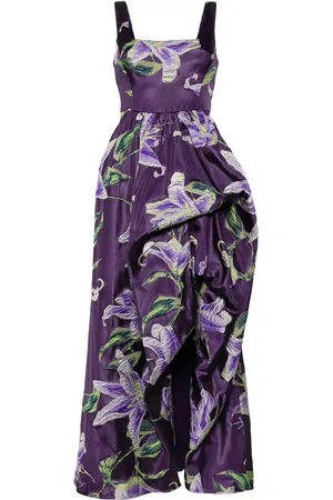 Marchesa Notte Square-neck draped gown