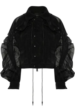 MUGLER Semi-sheer hooded bomber jacket