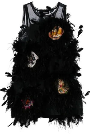 Cynthia Rowley Floral-motif feather mini dress