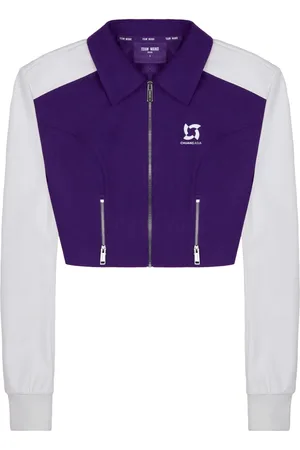 TEAM WANG design Panelled zip-up cropped jacket