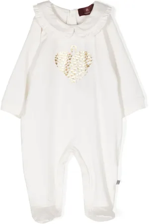 Aigner Heart-print bib-collar pajamas