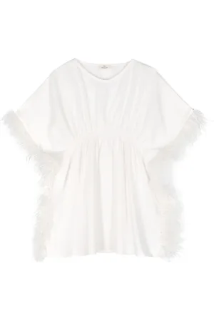 Le pandorine Feather-trimmed kaftan