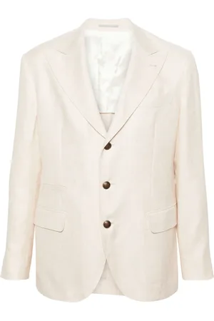 Brunello Cucinelli Single-breasted linen blend blazer