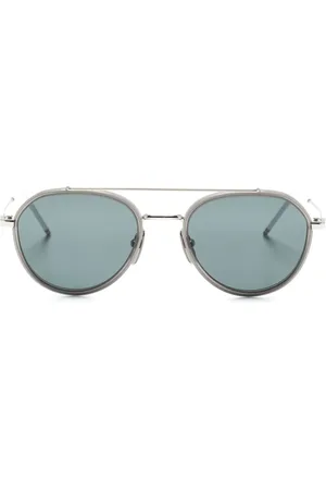 Thom Browne Logo-engraved pilot-frame sunglasses