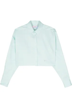 Chiara Ferragni Eyelike-embroidered metallic cropped shirt