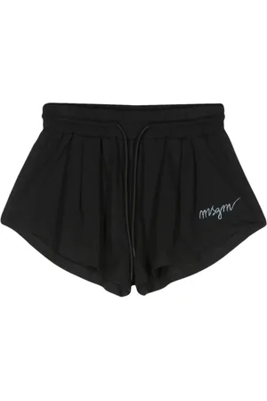 Msgm Logo-embroidered cotton shorts