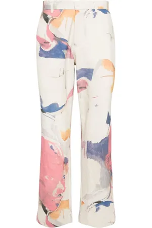 KIDSUPER STUDIOS Painterly-print cotton-linen blend trousers