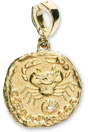 Azlee 18kt yellow small Karkinos Coin diamond pendant
