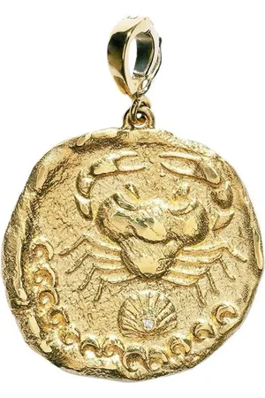 Azlee 18kt yellow large Karkinos Coin diamond pendant