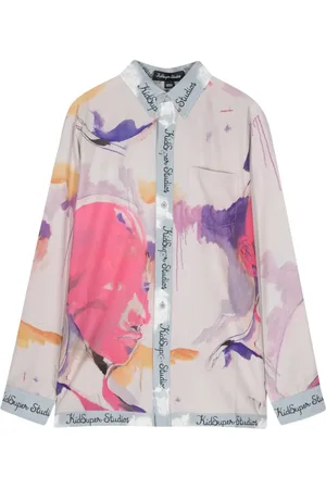 KIDSUPER STUDIOS Graphic-print satin shirt