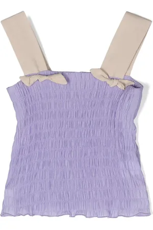 LA STUPENDERIA Bow-detail smocked tank top