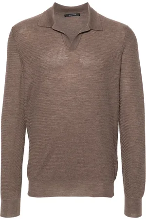 TAGLIATORE Wavy-knit polo shirt