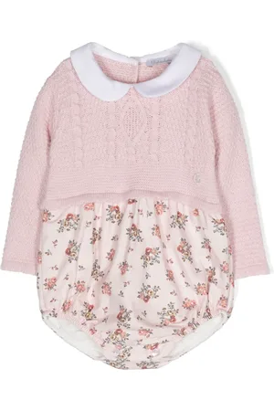 PATACHOU Floral-print cable-knit bodysuit