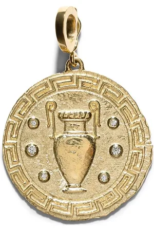 Azlee 18kt yellow large Revelry diamond coin pendant