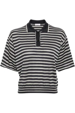 Brunello Cucinelli Striped intarsia-knit polo shirt