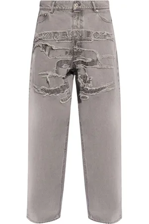 Y / PROJECT Logo-patch cotton jeans