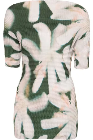DEL CORE Floral-print plissé T-shirt