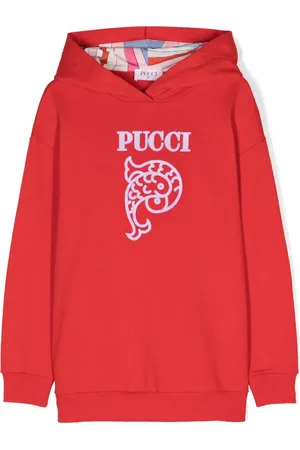 PUCCI Junior Raised-logo cotton hoodie