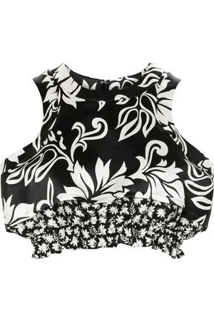 SACAI Floral-print cropped top