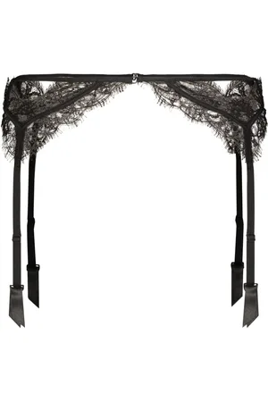 Kiki de Montparnasse Lace-trim silk-blend garter belt