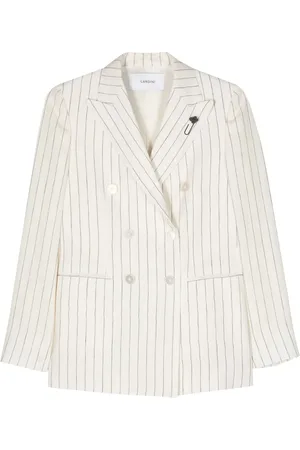 LARDINI Pinstriped linen double-breasted blazer