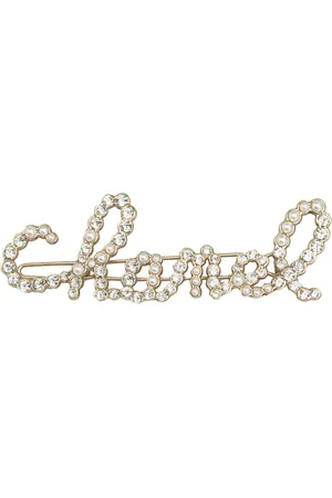 CHANEL 2021 faux-pearl logo-lettering hair barrette