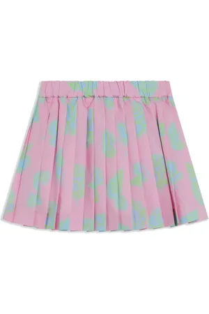 VERSACE Rose-print pleated miniskirt