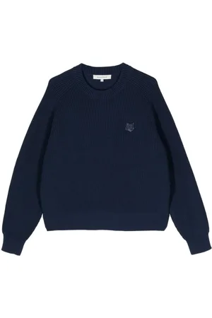Maison Kitsuné Fox Head-appliqué ribbed-knit jumper
