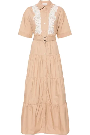 Ermanno Firenze Floral-lace tiered maxi dress