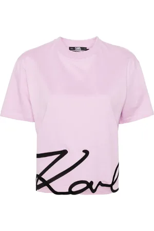 Karl Lagerfeld Signature-hem cotton T-shirt